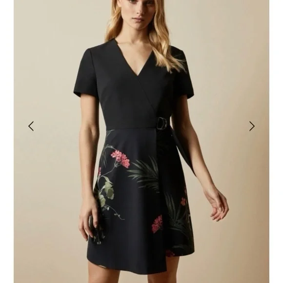 Ted Baker London Mizalia Wrap Detail Skater Dress - Picture 3 of 6